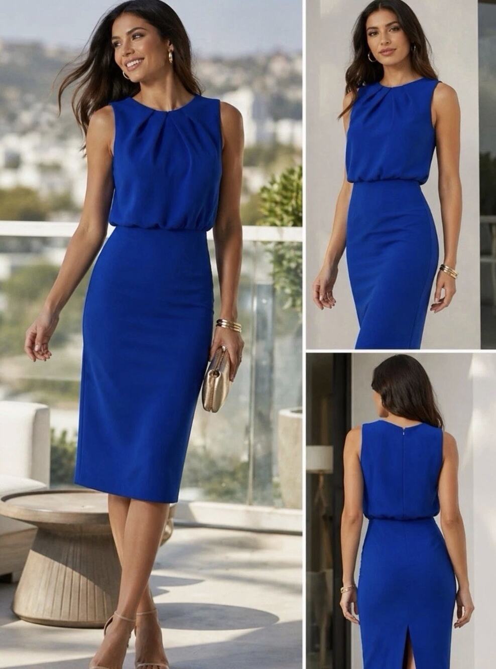 Dress The Population Amada Sheath Dress Electric Blue Cocktail Formal Size XL